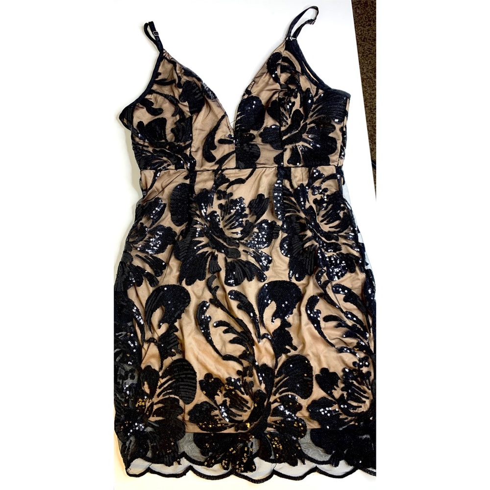 Black embroidered special occasion dress